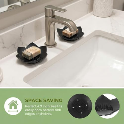 VOSAREA 2PCS Silicone Soap Dishes with Draining Lotus Shower Steamer Trays Lotus Flowers Soap Holders Soap Savers for Kitchen Bathroom Shower Counter
