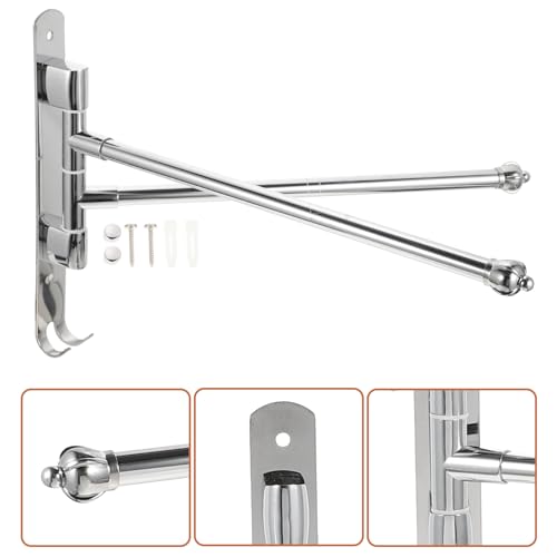 WOONEKY Stainless Steel Bathroom Swing Arm Towel Bar, 2-arm Swivel Towel Rack Wall Mount for Bathroom Storage and Drying