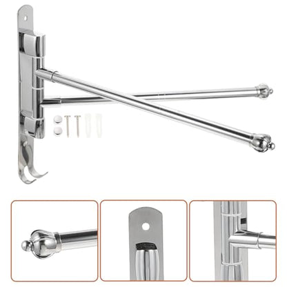 WOONEKY Stainless Steel Bathroom Swing Arm Towel Bar, 2-arm Swivel Towel Rack Wall Mount for Bathroom Storage and Drying
