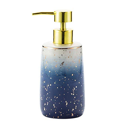 Ceramic Bathroom Accessories Set Gradient Blue 4 Pieces | Includes 2 Gargle Cups, 1 Soap Dish, 1 Ceramic Storage Jar, Suitable For Bathroom - color: Blue Set of 4
