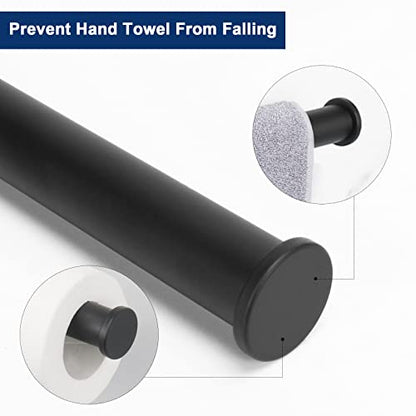 NearMoon Bath Toilet Paper Holder+ Hand Towel Holder, 2 Pieces Bathroom Hardware Set- Premium 304 Stainless Steel Toilet Roll Holder and Towel Rack Wall Mounted for Kitchen (Matte Black) - color: Matte Black