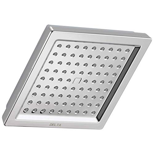 Delta Faucet Single-Spray Shower Head, Chrome, Square, Delta High Pressure, 2.5 GPM Shower Head, Chrome RP62283 - color: Chrome