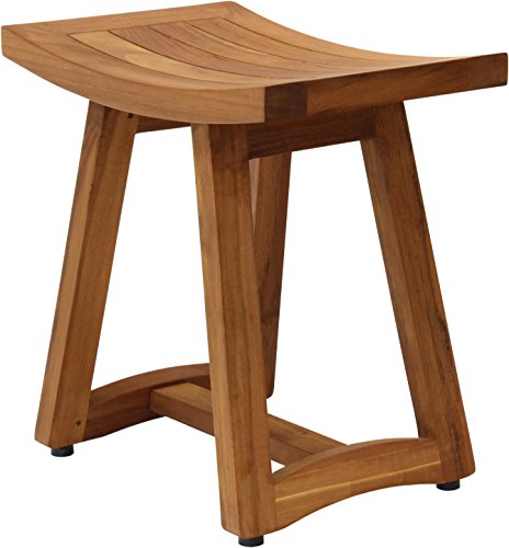 AquaTeak Asia Buru 18" Teak Shower Bench & Premium Teak Oil | Durable, Water-Resistant Teak, Shower Chair & Shaving Foot Rest, Indoor/Outdoor Use - size: B. Bench w/ Teak Oil
