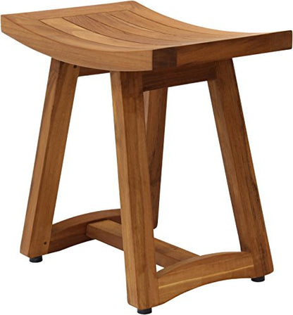 AquaTeak Asia Buru 18" Teak Shower Bench & Premium Teak Oil | Durable, Water-Resistant Teak, Shower Chair & Shaving Foot Rest, Indoor/Outdoor Use - size: B. Bench w/ Teak Oil