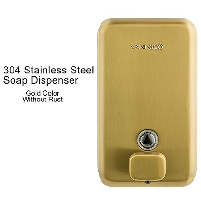 Wall Mounted Commercial Soap Dispenser Bathroom, Vertical Gold | 1200ml 40oz Stainless Steel Liquid Hand Sanitizer Dispenser - color: Vertical Gold