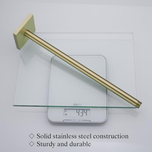 RANDOM Straight Shower Arm with Flange,Gold 16 Inches Ceiling Mount Shower Head Extension Arm,Brushed Gold.RD-91038-16BG-SQ - color: 16″ Brushed Gold(Square Flange)