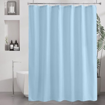 Baby Blue Shower Liner Cloth Waterproof, Soft Baby Blue Shower Curtain Liner Fabric with Weighted Stones, Washable Shower Curtain and Liner 2-in-1, 12 Grommet Holes, 72 x 72 Inches - color: Baby Blue, size: 72"W x 72"L (Pack of 1)