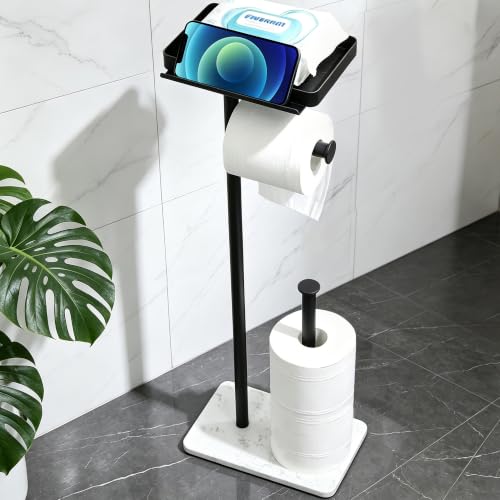 Toilet Paper Stand - Extra Heavy Duty Marble Base Toilet Paper Holder Stand - color: Marble White