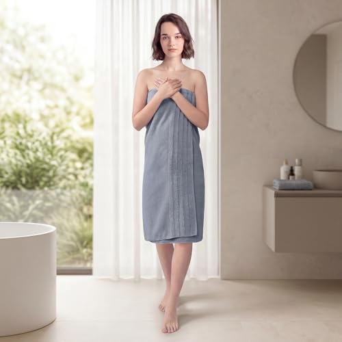 ecolook Soft Bath Towels 2 Pack, 100% Cotton Ultra Absorbent & Quick-Drying | Luxury Lightweight with Hanging Loop, Gray towels for Bathroom Shower Gym Travel - color: Light Gray