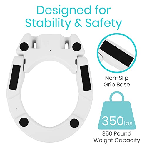 Vive Raised Toilet Seat (Elongated, Adds 3.5 Inches) - Elevated Toilet Seat Riser & Extender for Seniors & Handicap - High Rise Toilet Extension for Elderly - Portable Commode Toilet Booster for Adult | Riser & Extender for Seniors & Handicap - High Rise