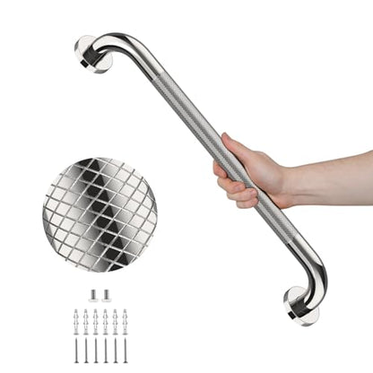 Anti Slip Shower Grab Bar 32 Inch, YuanDe Chrome Stainless Steel Bath Grab Bar, Knurled Bathroom Safety Rail, Shower Handrail Support, Handicap Elderly Balance Assist Handles-1.25" Diameter - size: 32inch-1 Pack