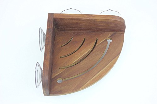 AquaTeak The Original Kai Corner Teak Shower Shelf | Durable, Water-Resistant Teak Construction, Indoor & Outdoor Use