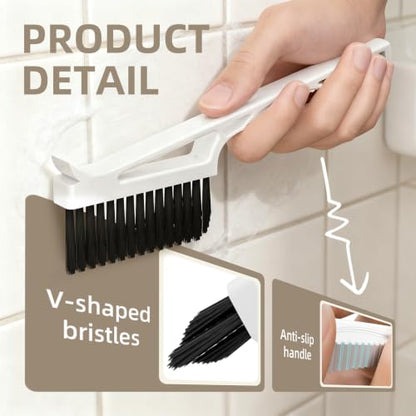 CLEANGOR Grout Cleaner Brush V Shape, Stiff Grout Cleaning Brushes for Tile | Floor Magic Brush, Bathroom Accessory, Cleaning Tools, Grout Scrub Brush Set for Shower, Bathroom, Kitchen, Household Use