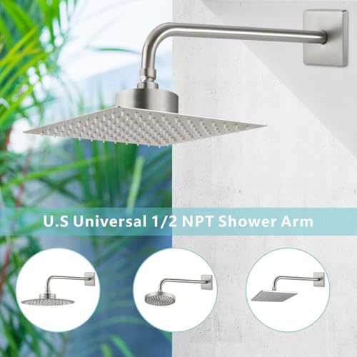 Shower Arm with 3.5" Flange, 15 Inch Wall Mount Replacement Shower Head Arm For Fixed Shower Heads and Handheld Showerhead, Brushed Nickel - color: Brushed Nickel, style: 15 Inch