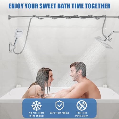 Voolan Dual Shower Head for Couples, High Pressure Rain Showerhead and Handheld Spray Combo, Adjustable Double Shower Heads for 2 People Bathroom (Chrome) - color: Chrome