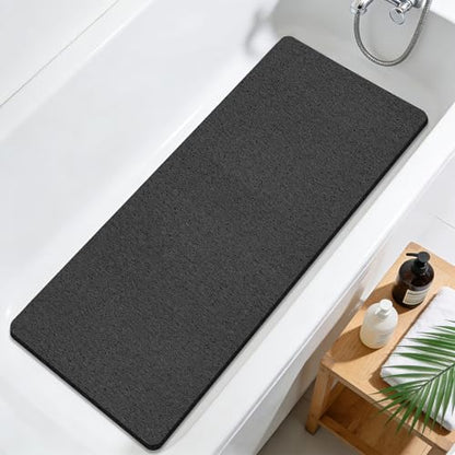 47 * 16in Shower Mat Bathtub Mat Non Slip | Bathmats Non Slip, Quick Drying Foot Scrubber Loofah Mats for Inside Shower, Tub, Bathroom, Home, Black - color: Black, size: 47" x 16" (Rectangular)