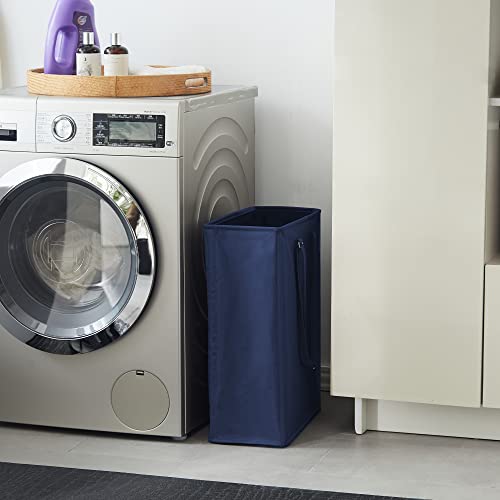 45L Slim Laundry Hamper with Adjustable Long Handles & Mesh Top, Navy | Small Laundry Baskets with Mesh Top, Narrow Dirty Clothes Hamper for Bedroom, Closet, and Bathroom - color: Navy, size: 45L