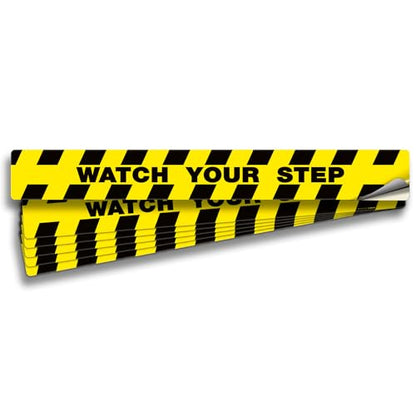 iSYFIX Watch Your Step Floor Decals Stickers, 40x5 Inch, 6 Pack | Self-Adhesive Vinyl, Laminated Anti-Slip, Water Resistance, Indoor & Outdoor - size: 40x5 inch