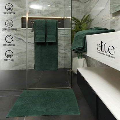 ELITE Emporium Home Collection 8-Piece Cotton Bath Towel Set - Ultra Soft, 550 GSM, Quick-Dry - Bath Sheet, Bath Towels, Hand Towels, Washcloths, Bath Mat - Luxury Bathroom Towel Set (Hunter Green) - color: Hunter Green