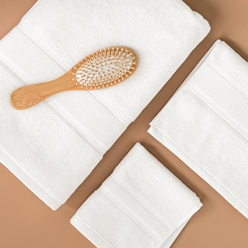Luzia 8 Piece Bathroom Towel Set - 100% Turkish Cotton, Premium Quality - 2 Bath Towels 2 Hand Towels and 4 Washcloths (Ivory) - color: Ivory