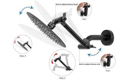 NearMoon Adjustable Shower Arm Universal Connection, Extension Arm, Adjust Angle to Upgrade Shower Experience, Easy to Install, Anti-leak (5 Inch, Matte Black) - color: Matte Black, style: 5 Inch Adjustale
