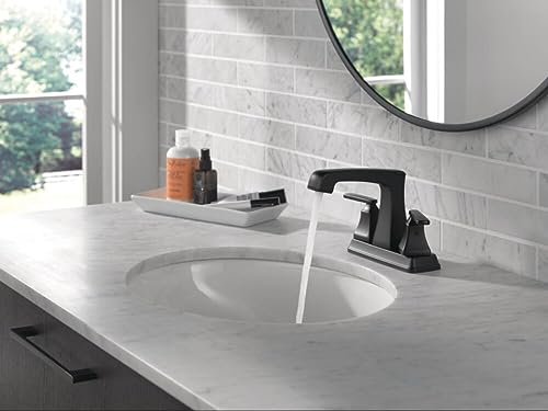 Delta Faucet Ashlyn Centerset Bathroom Faucet, Black Bathroom Sink Faucet, 2 Handle Bathroom Faucet, Diamond Seal Technology, Metal Drain Assembly, Matte Black 2564-BLMPU-DST - color: Matte Black