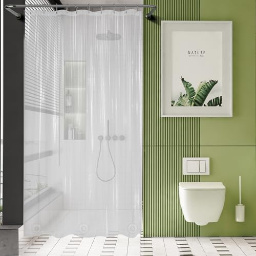 AmazerBath Long Stall Shower Curtain 60x84 Inches, Premium PEVA Heavy Duty Clear Shower Curtain, Waterproof Thick Bathroom Curtain with 3 Big Weighted Stones and 10 Rustproof Grommet Holes - color: 8g Clear, size: 60"W x 84"L (Pack of 1)