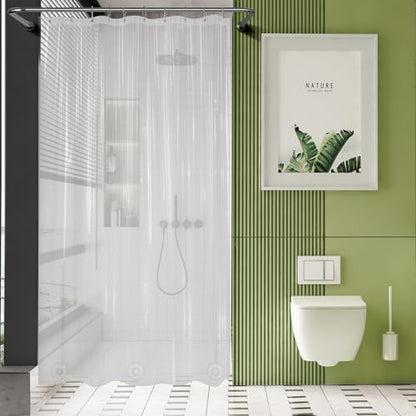 AmazerBath Long Stall Shower Curtain 60x84 Inches, Premium PEVA Heavy Duty Clear Shower Curtain, Waterproof Thick Bathroom Curtain with 3 Big Weighted Stones and 10 Rustproof Grommet Holes - color: 8g Clear, size: 60"W x 84"L (Pack of 1)