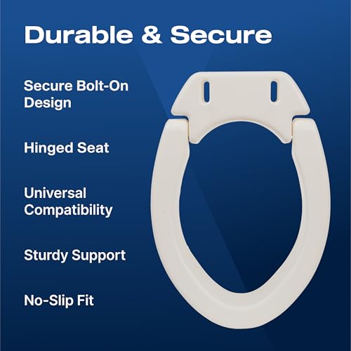 VMS Deluxe Bolt-On Hinged Raised Toilet Seat - Available in Elongated & Standard Styles, 300 lbs Weight Capacity (Elongated) - size: Elongated
