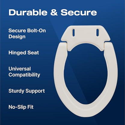 VMS Deluxe Bolt-On Hinged Raised Toilet Seat - Available in Elongated & Standard Styles, 300 lbs Weight Capacity (Elongated) - size: Elongated