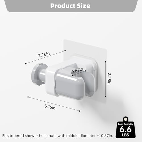 Adhesive Shower Head Holder for Bathroom, White | 180° Adjustable for Custom Angle, No-Drill Wall Mount, Fits Handheld & Standard Wands, for RV & Apartment