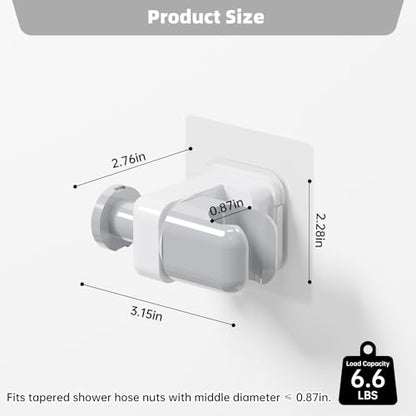 Adhesive Shower Head Holder for Bathroom, White | 180° Adjustable for Custom Angle, No-Drill Wall Mount, Fits Handheld & Standard Wands, for RV & Apartment