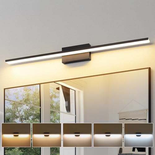 JUSHENG Black Vanity Lights for Bathroom 5CCT Dimmable Bathroom Vanity Light Fixtures LED Vanity Light Bar 39.37'' Inch 36W - color: Black-5CCT, size: 39.76'' Long-Dimmable