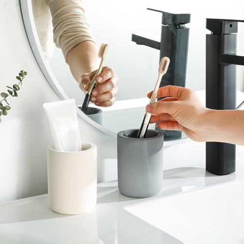 Drying Stone Toothbrush Holders, Diatomite Quick Drying Electric Toothbrush Organizer for Bathroom, Brown - color: Brown