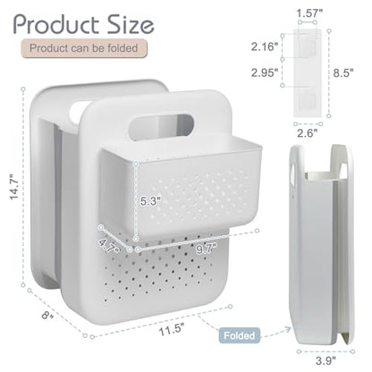 Goderewild Small Collapsible Laundry Basket, Space-Saving Wall-Mounted Hamper with Detachable Mini-Basket, Portable Hanging Organizer for Clothes, Underwear Socks. (White) - size: S + Mini Basket