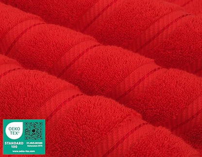 American Soft Linen 100% Cotton Luxury Turkish Towels, 6 Piece Towel Set | Soft Absorbent Quick Dry OEKO Tex Standard 100 Certificated Durable Machine Washable Premium Hotel Quality - color: Red