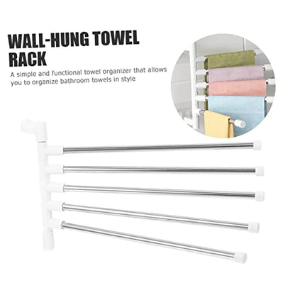 UKCOCO Stainless Steel Rotatory Towel Storage Shelf Wall Mounted Bar Bathroom Towel Holder with Punch Installation Scratch Resistant Rack