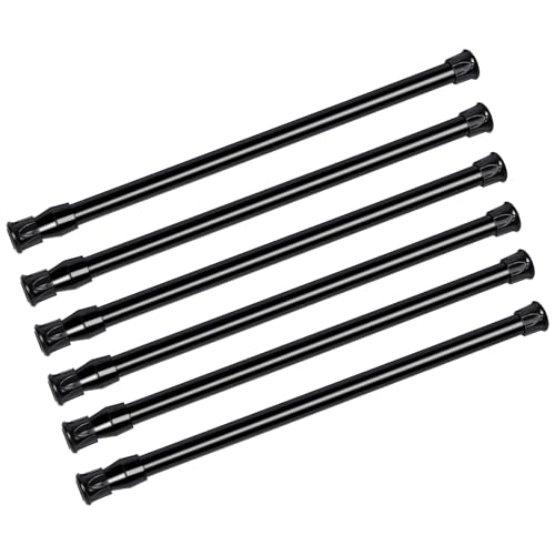 6 Pack Shower Curtain Rod, Small Tension Rods 7-11 inches Adjustable Spring Steel Cupboard Bars Tension Curtain Rod Shower Rod Closet Rod, (Black, 7-11 in-6Pcs) - color: Black, size: 7-11"-6Pcs