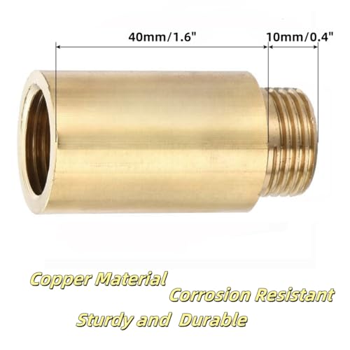 Shower Head Extension Arm, 2 Pack Brass G1/2 Male to G1/2 Female Thread 50mm Length Pipe Fitting Coupler Copper Shower Head Extender with 8M PTFE Pipe Sealant Tape - style: 50mm