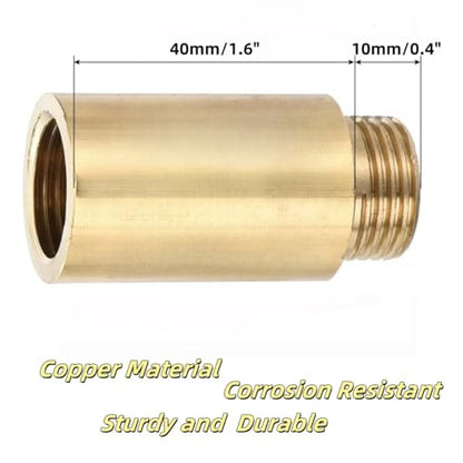 Shower Head Extension Arm, 2 Pack Brass G1/2 Male to G1/2 Female Thread 50mm Length Pipe Fitting Coupler Copper Shower Head Extender with 8M PTFE Pipe Sealant Tape - style: 50mm