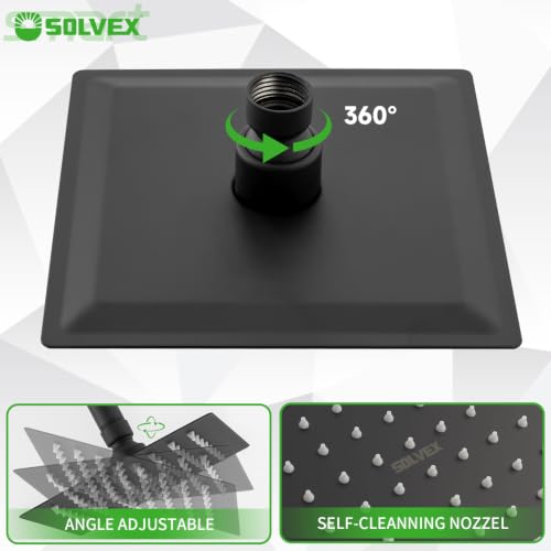 SOLVEX Shower Faucet Set with Valve Rain Shower System Head Stainless Steel Wall Mount Single Handle Shower Trim Kit 6 Inch High Pressure Shower Head Matte Black SP-90103-N - color: Black
