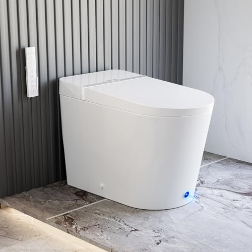 Smart Toilet with Bidet Built in, Foot Sensor, 1.28GPF(CD-K020) | Bidet Toilet with Wider Heated Seat, Warm Water & Dryer, Auto Flushing, Night Light, Remote Control - color: CD-K020