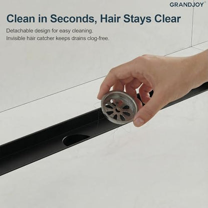 24 Inch Linear Shower Drain, Matte Black Rectangular Floor Drain with Removable Grate, SUS304 Stainless Steel, High Flow Capacity and cUPC Certified - color: Matte Black, size: 24
