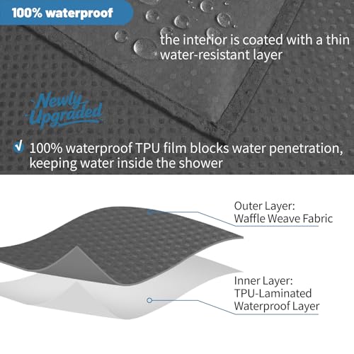 2-in-1 Waterproof Fabric Shower Curtain - No Separate Liner Needed, Hotel-Style Waffle Weave, Effortless Cleaning & Washable Bathroom Shower Curtain Set,72Wx72H,Chocolate Grey - color: Chocolate Grey, size: 72"W x 72"L (Pack of 1)