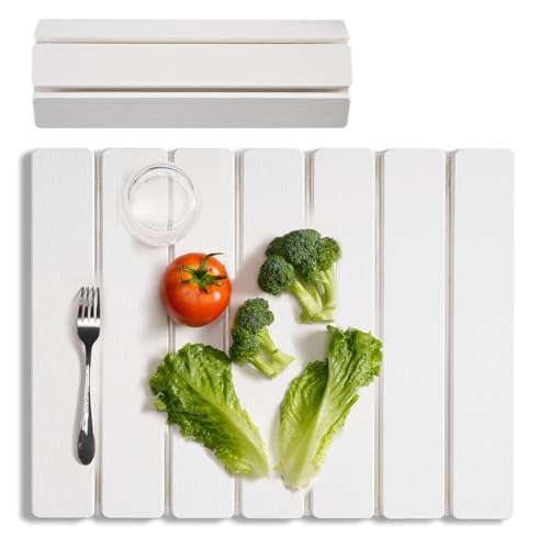 Meowoo Stone Drying Mat for Kitchen Counter, 15.7"x11.8" Foldable Diatomaceous Earth Mat, Super Absorbent, Quick-Dry Bath & Kitchen Pad for Dishes, Cups, Bottles, Non-Slip, Fits Any Countertop - White - size: 15.7" x 11.8"