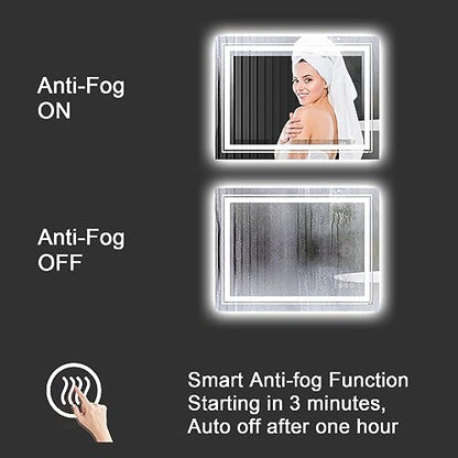 Snowdool 48 x 30 in LED Bathroom Mirror, Front and Backlit, Anti-Fog | Front and Backlit, Stepless Dimming, Anti-Fog, Memory Function