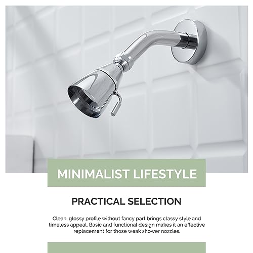 Angle Simple Shower Head High Pressure, Brass Shower Sprayer G 1/2, Chrome | High Flow Rinsing, Swivel Joint to Change Position, Adjustable Lever for Gentle Stream, Use in Bathroom or Outdoor - color: Chrome