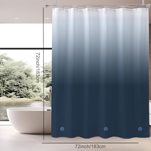 TIKABC Shower Curtain Liner, 4G PEVA Shower Liner, Plastic Waterproof Shower Curtains, with Grommet Holes and 3 Magnetic Weights(Gradient Dark Blue) - color: Gradient Dark Blue