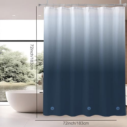 TIKABC Shower Curtain Liner, 4G PEVA Shower Liner, Plastic Waterproof Shower Curtains, with Grommet Holes and 3 Magnetic Weights(Gradient Dark Blue) - color: Gradient Dark Blue