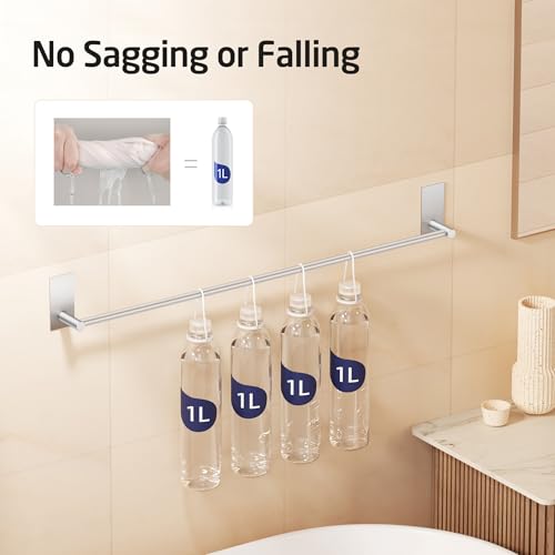 KES Adhesive Towel Bar 30-Inch Bathroom No Drill Towel Holder Sticky on Towel Rack Easy Install SUS304 Stainless Steel Rustproof Brushed Finish, A7000S75B-2 | No Drilling Required, Suitable For Kitchen, SUS304 Stainless Steel, Rust-Resistant, Resists Scra